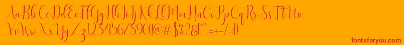 Delight Script Font – Red Fonts on Orange Background