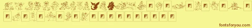 Delightful Lil Dragons-Schriftart – Braune Schriften auf gelbem Hintergrund