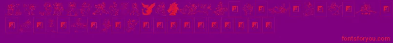 Fonte Delightful Lil Dragons – fontes vermelhas em um fundo violeta