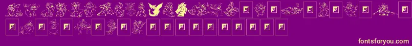 fuente Delightful Lil Dragons – Fuentes Amarillas Sobre Fondo Morado
