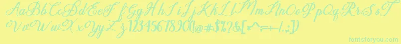 Fonte delightful – fontes verdes em um fundo amarelo