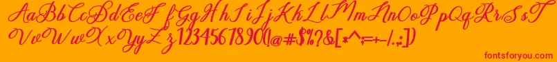 delightful-Schriftart – Rote Schriften auf orangefarbenem Hintergrund