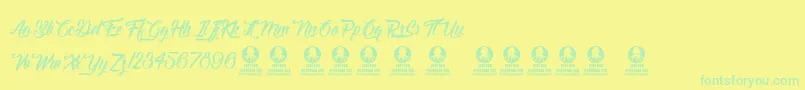 Delightful Font – Green Fonts on Yellow Background