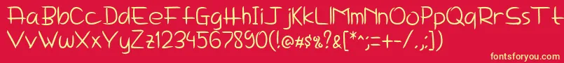 Fonte Delima Notes   Handwriting Fonts – fontes amarelas em um fundo vermelho