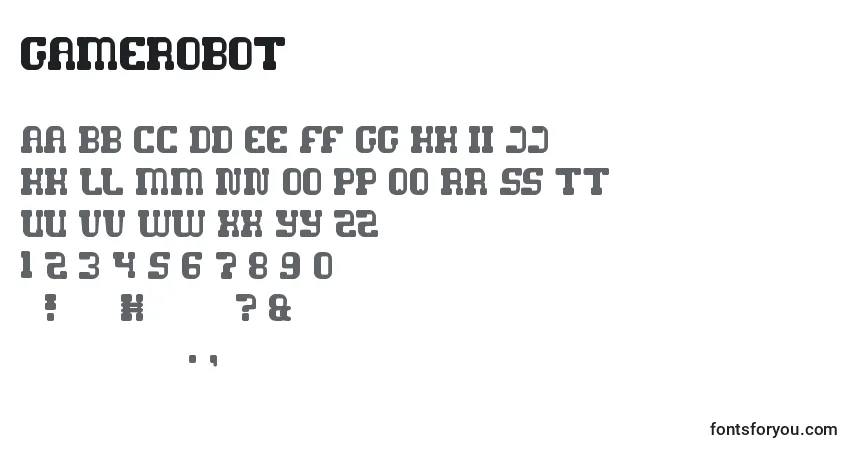 A fonte GameRobot – alfabeto, números, caracteres especiais