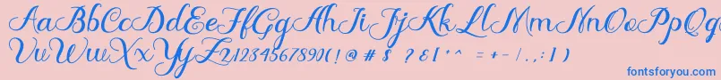 Delima Font – Blue Fonts on Pink Background