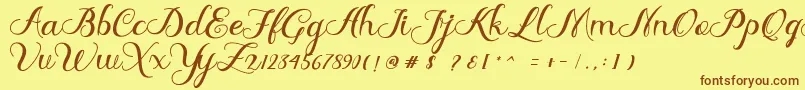 Delima Font – Brown Fonts on Yellow Background