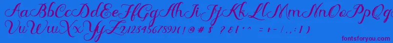 Delima Font – Purple Fonts on Blue Background
