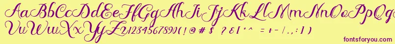 Delima Font – Purple Fonts on Yellow Background
