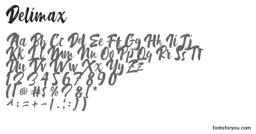 Delimax-fontti – aakkoset, numerot, erikoismerkit