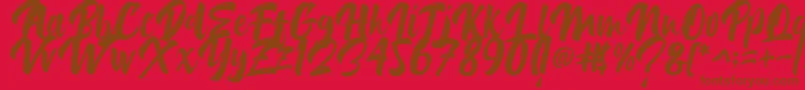 フォントDelimax – 赤い背景に茶色の文字