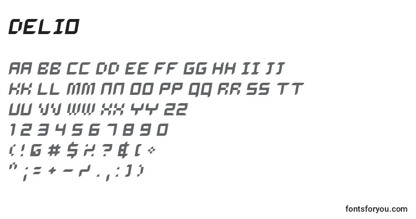 Шрифт DELIO    (124813) – алфавит, цифры, специальные символы