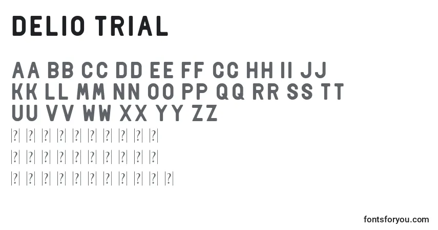 Fuente Delio trial - alfabeto, números, caracteres especiales