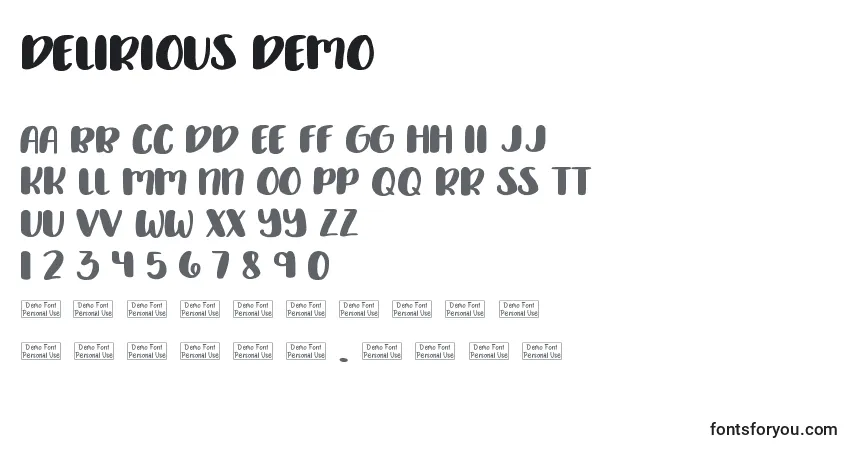 A fonte Delirious Demo – alfabeto, números, caracteres especiais