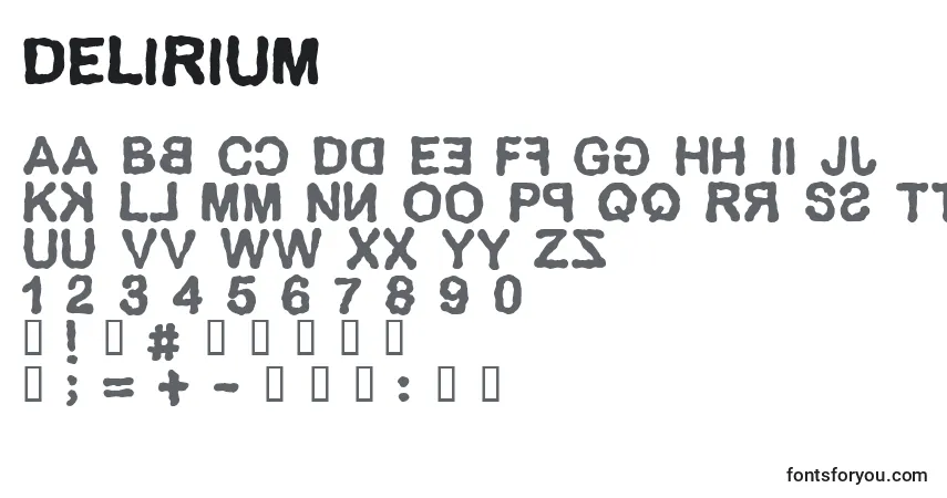 Schriftart DELIRIUM (124818) – Alphabet, Zahlen, spezielle Symbole