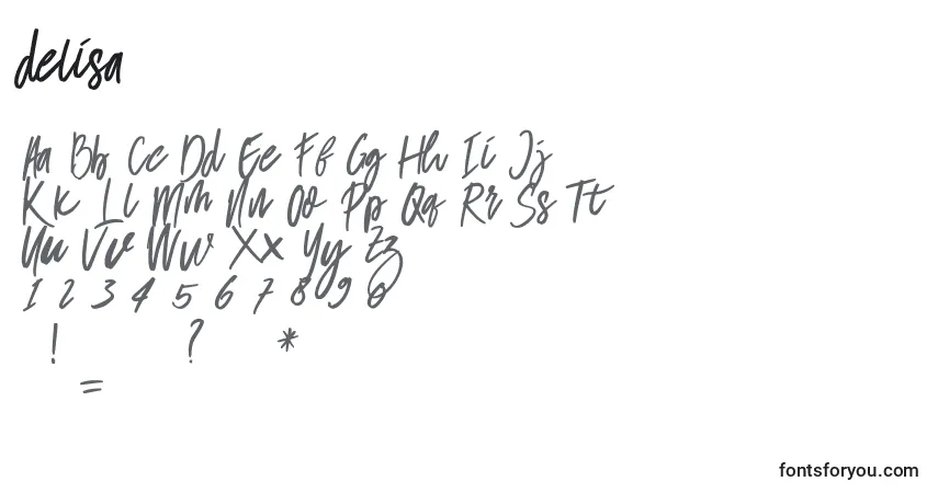Schriftart Delisa (124820) – Alphabet, Zahlen, spezielle Symbole