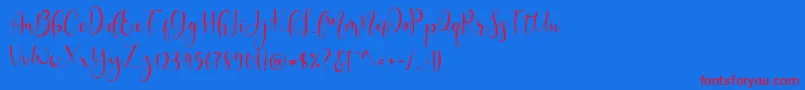 delisha-fontti – punaiset fontit sinisellä taustalla