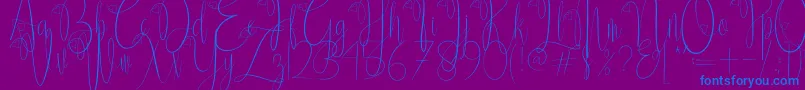 Delissa Script-fontti – siniset fontit violetilla taustalla