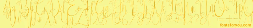 Czcionka Delissa Script – pomarańczowe czcionki na żółtym tle