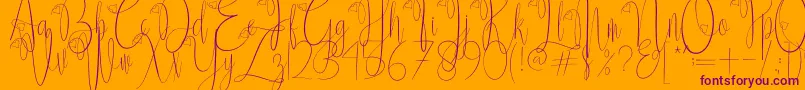 Delissa Script Font – Purple Fonts on Orange Background