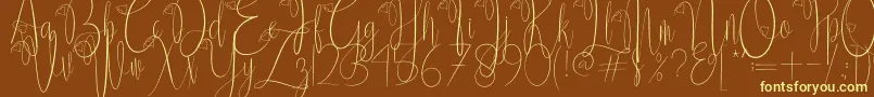 フォントDelissa Script – 黄色のフォント、茶色の背景