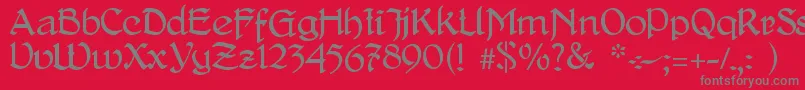 Fonte DelitschAntiqua – fontes cinzas em um fundo vermelho