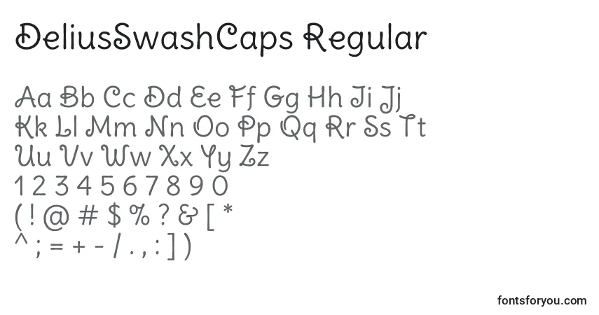 Schriftart DeliusSwashCaps Regular – Alphabet, Zahlen, spezielle Symbole