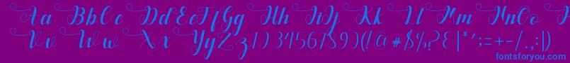 Deliya-Schriftart – Blaue Schriften auf violettem Hintergrund