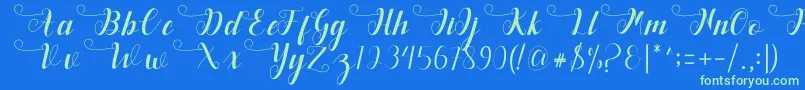 Deliya Font – Green Fonts on Blue Background