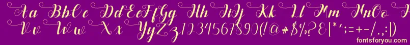 Deliya-Schriftart – Gelbe Schriften auf violettem Hintergrund