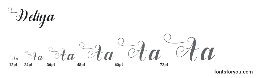 Размеры шрифта Deliya