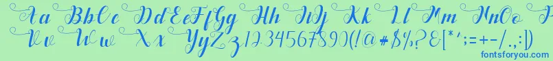 Deliya Font – Blue Fonts on Green Background