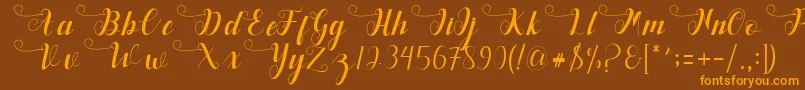 Deliya-Schriftart – Orangefarbene Schriften auf braunem Hintergrund