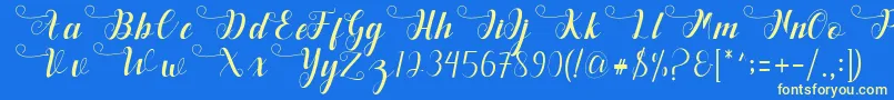 Deliya-Schriftart – Gelbe Schriften auf blauem Hintergrund