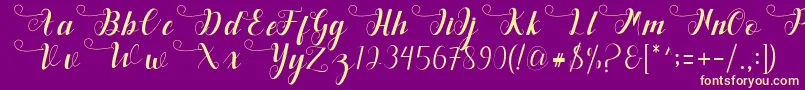 Deliya-Schriftart – Gelbe Schriften auf violettem Hintergrund