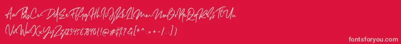 Dellamonde-Schriftart – Rosa Schriften auf rotem Hintergrund