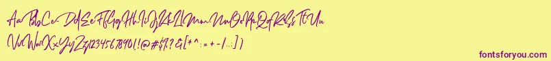 Dellamonde Font – Purple Fonts on Yellow Background