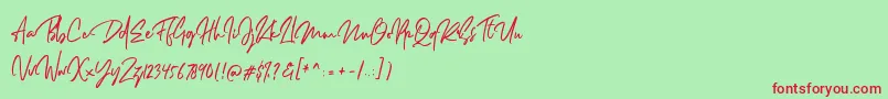 Dellamonde Font – Red Fonts on Green Background