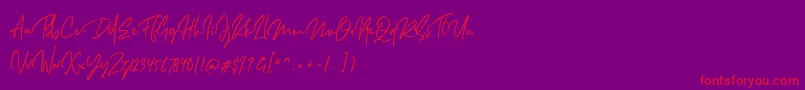 フォントDellamonde – 紫の背景に赤い文字