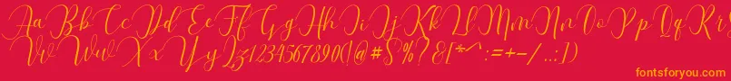 Dellima Font – Orange Fonts on Red Background