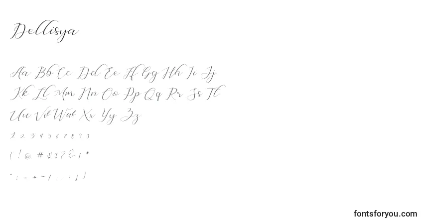 Schriftart Dellisya – Alphabet, Zahlen, spezielle Symbole