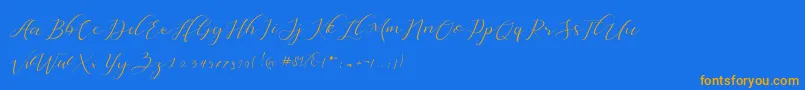 Dellisya Font – Orange Fonts on Blue Background
