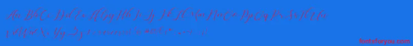 Dellisya-Schriftart – Rote Schriften auf blauem Hintergrund
