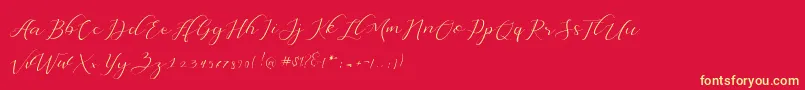 Dellisya Font – Yellow Fonts on Red Background