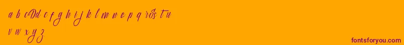 Delphin Spring Font – Purple Fonts on Orange Background