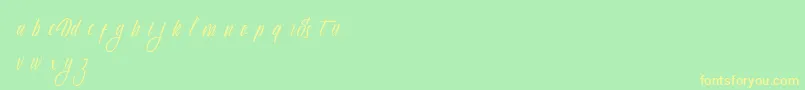 Delphin Spring-Schriftart – Gelbe Schriften auf grünem Hintergrund