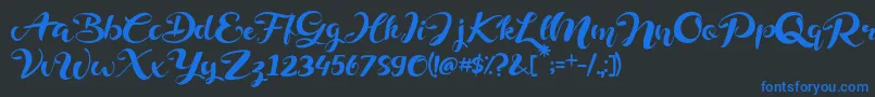 Delphine Font – Blue Fonts on Black Background