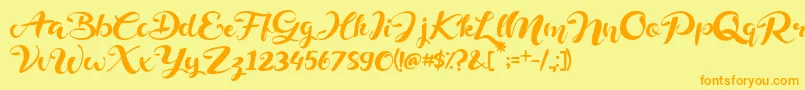 Delphine Font – Orange Fonts on Yellow Background