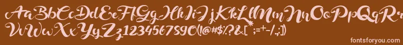 Delphine-Schriftart – Rosa Schriften auf braunem Hintergrund