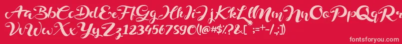 Delphine Font – Pink Fonts on Red Background